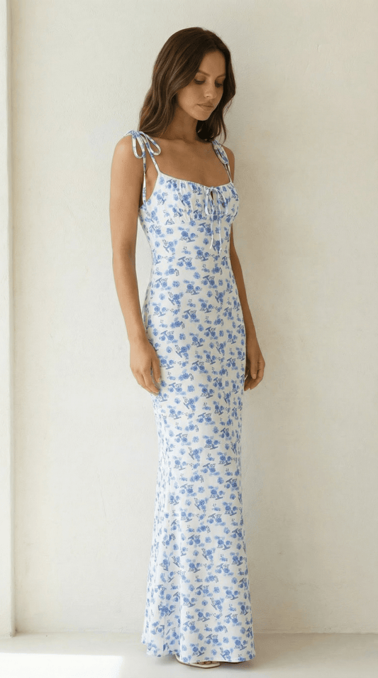 Floral Spaghetti Strap Maxi Dress - Avorelia
