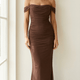 Ruched Off-Shoulder Maxi Dress