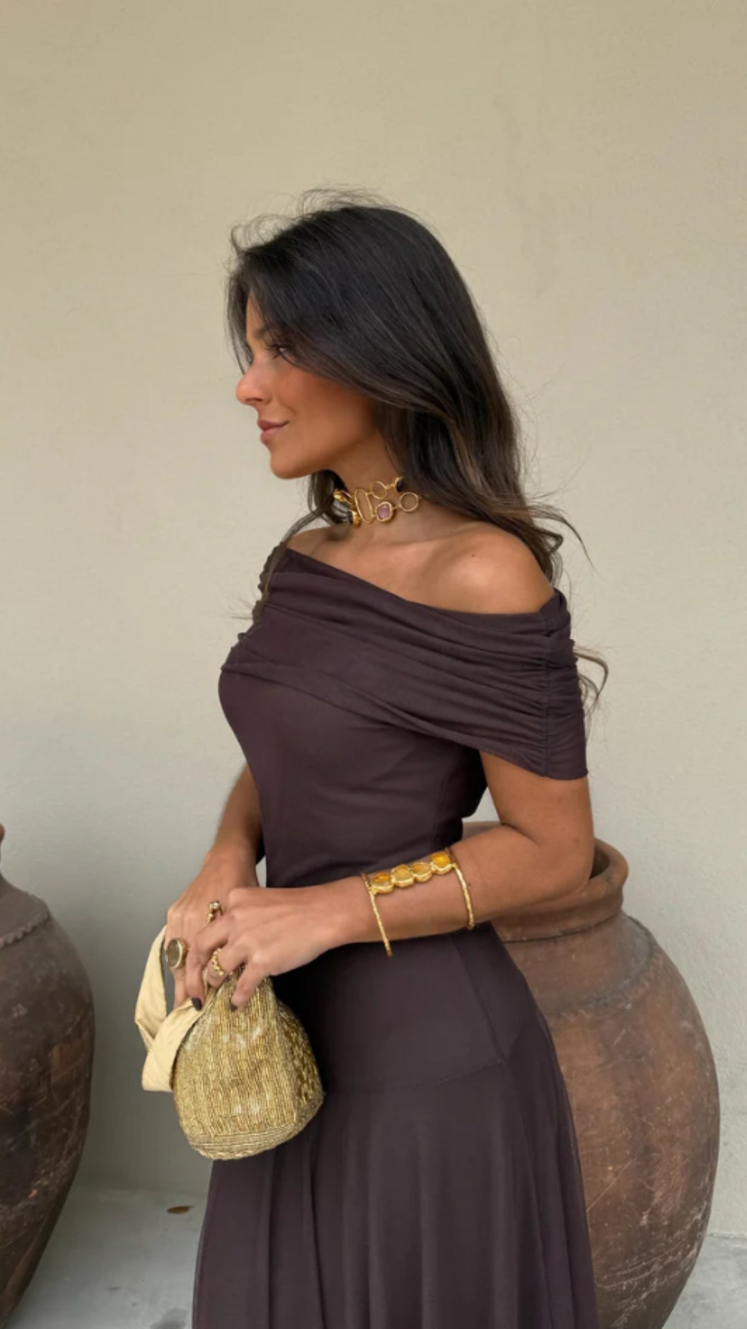 Sienna Off - Shoulder Mesh Maxi Dress - Avorelia