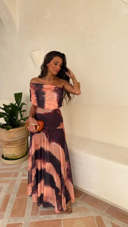 Sienna Off - Shoulder Mesh Maxi Dress - Avorelia