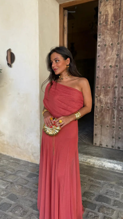 Sienna Off - Shoulder Mesh Maxi Dress - Avorelia
