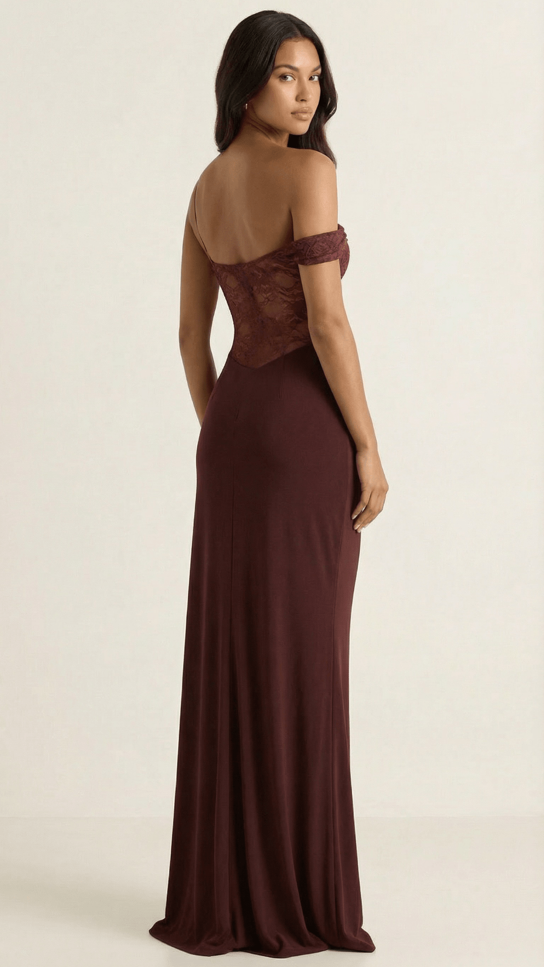 Seraphina | Lace & Satin Draped Maxi Dress - Avorelia