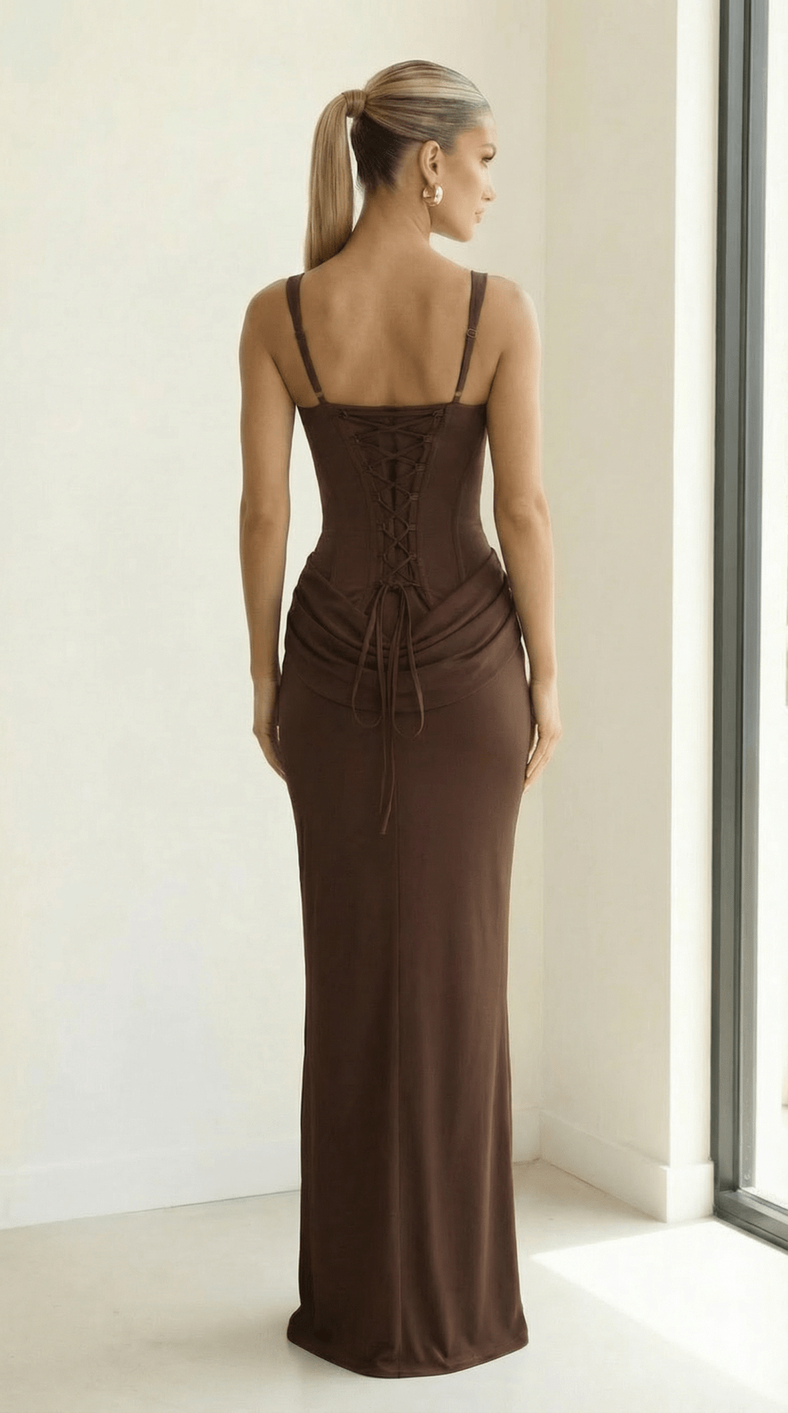 Aurora — Pleated Square Neck Maxi Dress - Avorelia