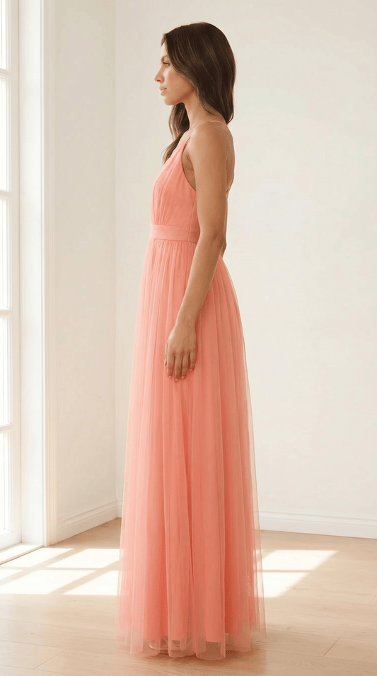 Aurelia Coral Backless Maxi Dress - Avorelia