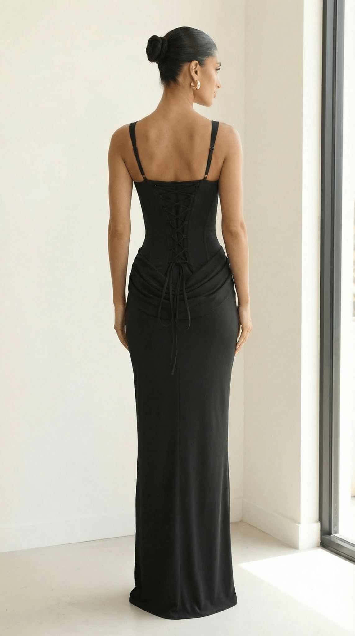 Aurora — Pleated Square Neck Maxi Dress - Avorelia