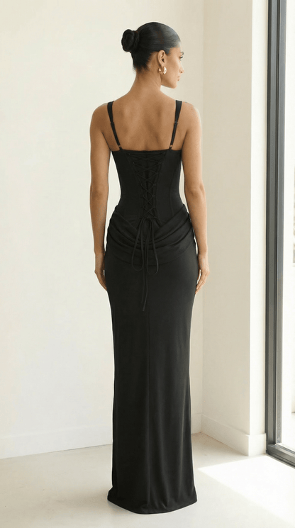Aurora — Pleated Square Neck Maxi Dress - Avorelia