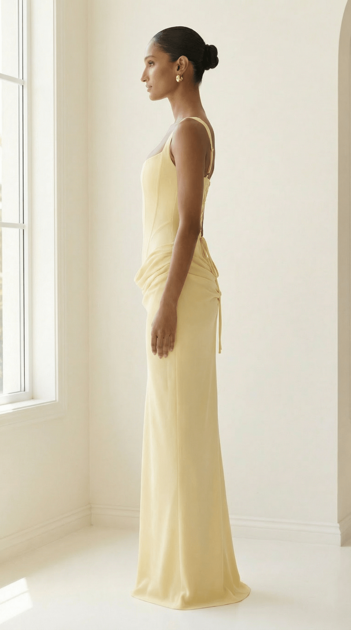 Aurora — Pleated Square Neck Maxi Dress - Avorelia